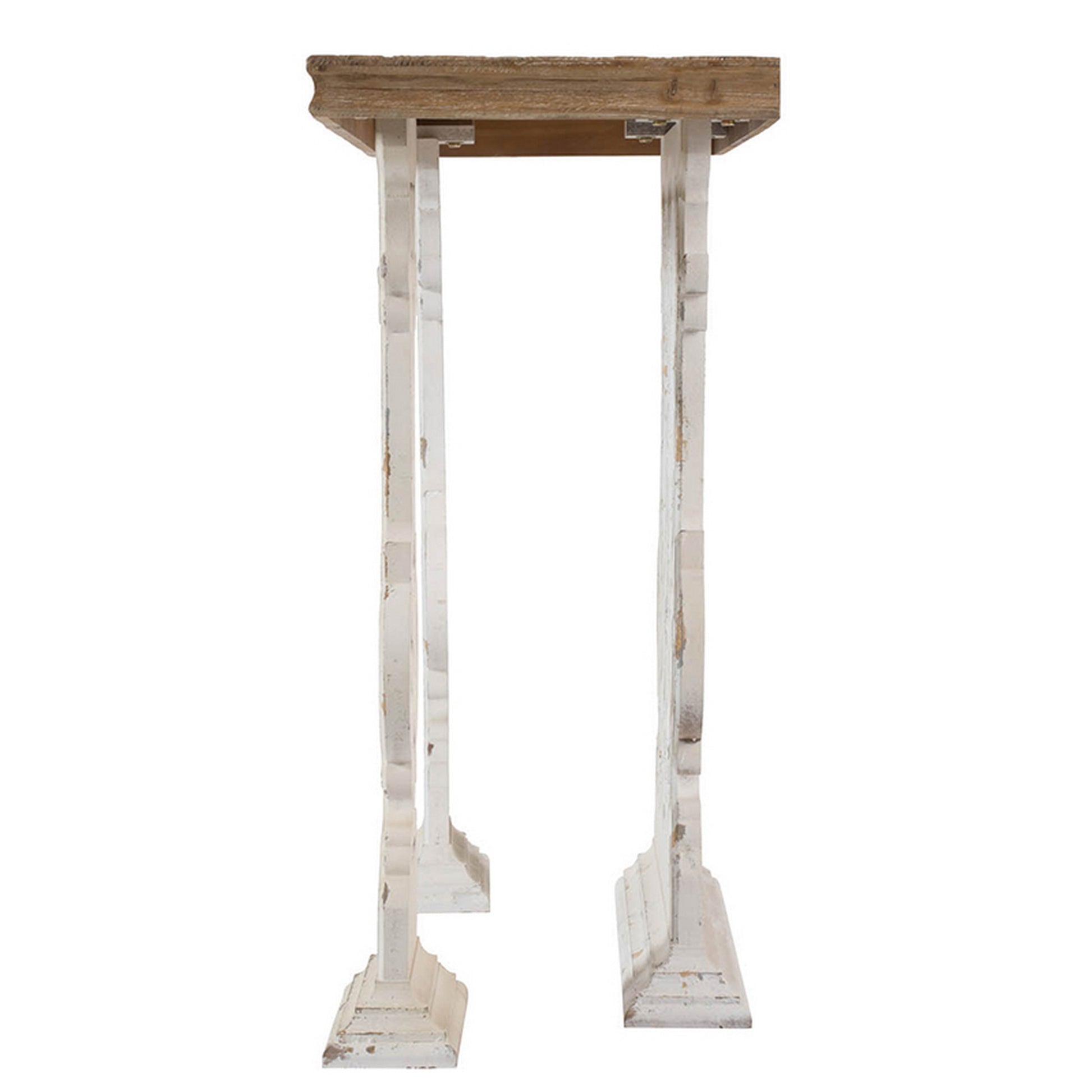 47 Inch Console Sofa Table Fir Wood Rectangular Top White Carved Legs By Casagear Home BM312101