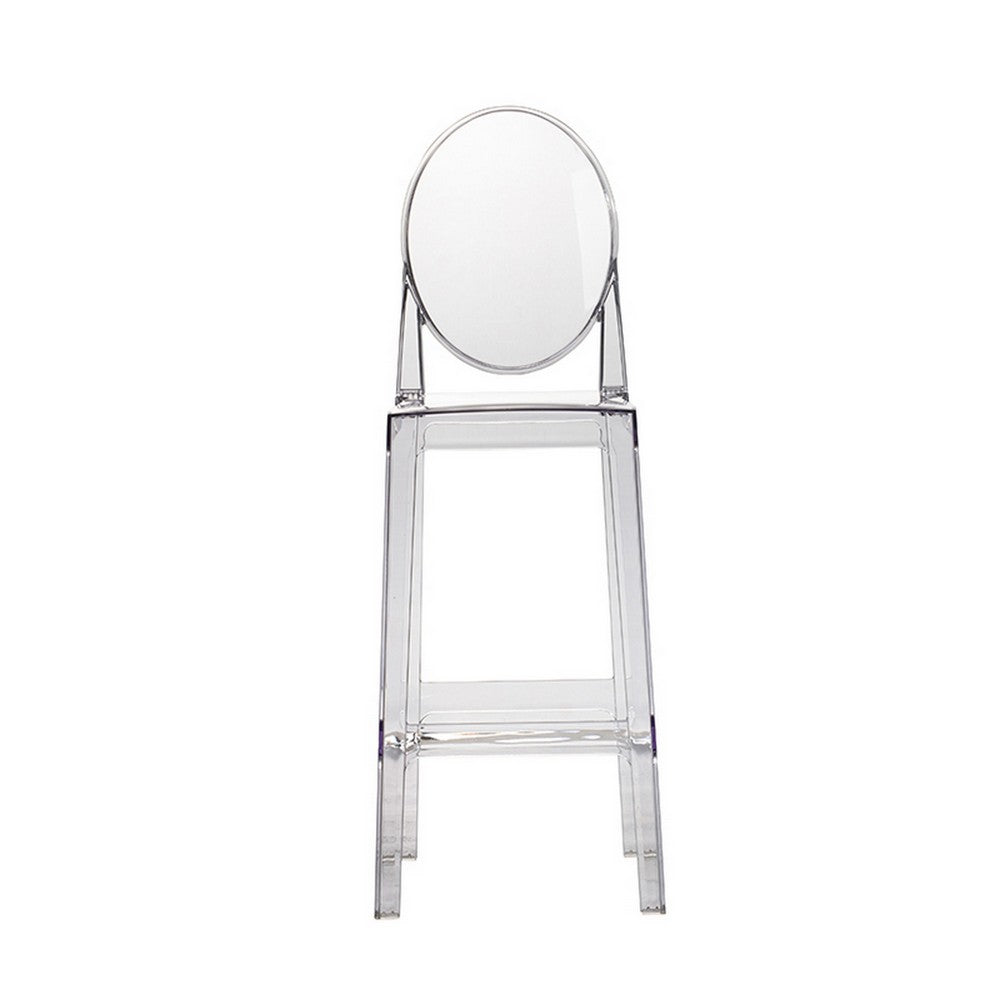 30 Inch Barstool Chair Transparent Clear Acrylic Frame Oval Backrest By Casagear Home BM312106