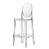 30 Inch Barstool Chair Transparent Clear Acrylic Frame Oval Backrest By Casagear Home BM312106