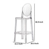 30 Inch Barstool Chair Transparent Clear Acrylic Frame Oval Backrest By Casagear Home BM312106