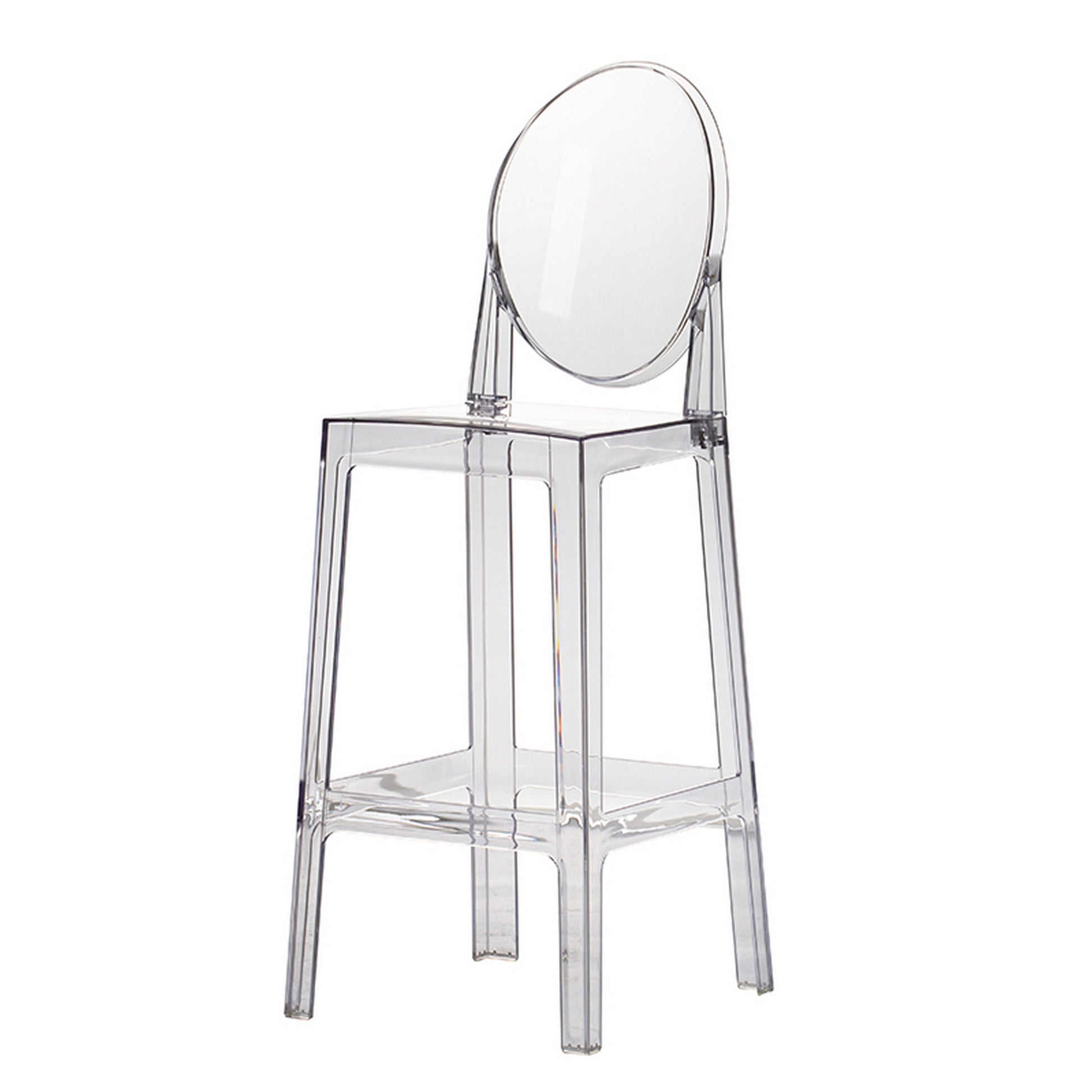 30 Inch Barstool Chair Transparent Clear Acrylic Frame Oval Backrest By Casagear Home BM312106