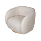 Eros 35 Inch Swivel Accent Chair Plush White Fabric Upholstery Gold Base By Casagear Home BM312107