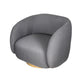 Eros 35 Inch Swivel Accent Chair Plush Gray Fabric Upholstery Gold Base By Casagear Home BM312108