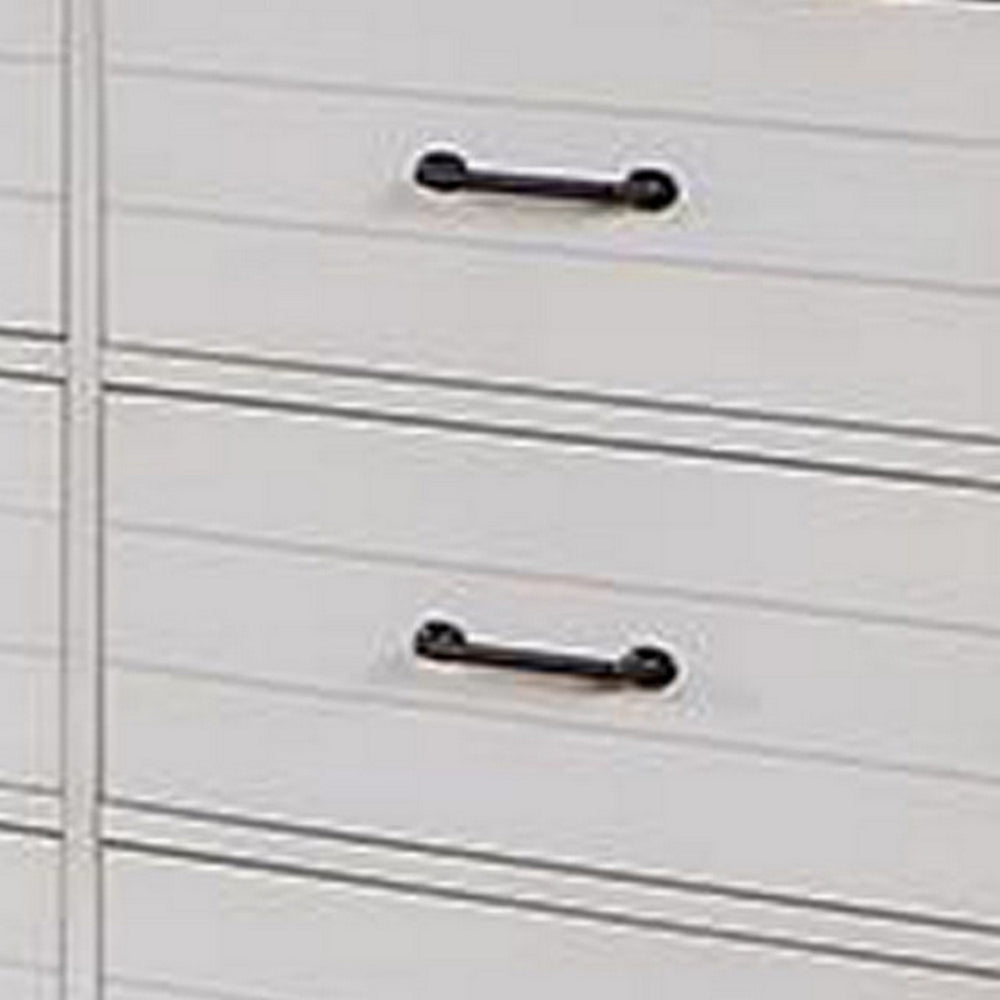 Akira 48 Inch Wide Dresser 6 Drawers White Solid Wood and Gray Top By Casagear Home BM312114