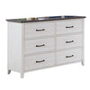 Akira 48 Inch Wide Dresser, 6 Drawers, White Solid Wood and Gray Top By Casagear Home