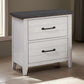 Akira 24 Inch Nightstand, 2 Drawers, White Solid Wood Frame and Gray Top By Casagear Home