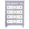 Amara 52 Inch Tall Dresser Chest, LED, Mirror Panels, Acrylic Knobs, Silver By Casagear Home