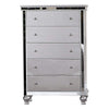 Carlos 52 Inch Tall Dresser Chest, Faux Crocodile, 5 Drawer, Silver Mirror By Casagear Home