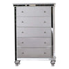 Carlos 52 Inch Tall Dresser Chest Faux Crocodile 5 Drawer Silver Mirror By Casagear Home BM312119