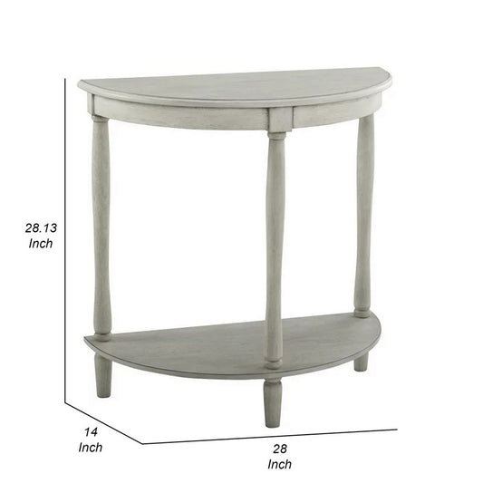 Kiana 28 Inch Side End Table Bottom Shelf Semicircle Antique Gray Wood By Casagear Home BM312130