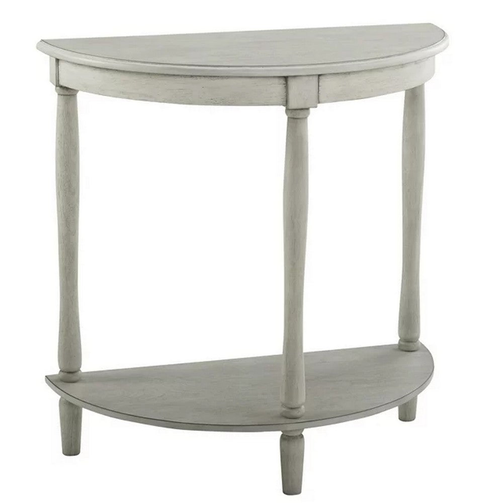 Kiana 28 Inch Side End Table Bottom Shelf Semicircle Antique Gray Wood By Casagear Home BM312130