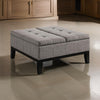 Orin 36 Inch Ottoman, Split Storage Lid, Tufted Light Gray Upholstery, Wood By Casagear Home