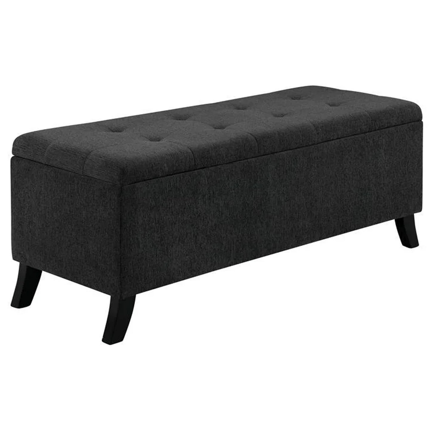 Uriel 3 Piece Storage Bench and 2 Nesting Ottomans Tufted Dark Gray Fabric By Casagear Home BM312136