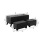 Uriel 3 Piece Storage Bench and 2 Nesting Ottomans Tufted Dark Gray Fabric By Casagear Home BM312136