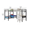 Triple Twin Size Bunk Beds with Desk and Ladders Silver Metal Frame By Casagear Home BM312140