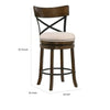 Vesper 27 Inch Swivel Counter Stool Chair Set of 2 Beige Seat Brown Wood By Casagear Home BM312141