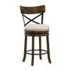 Vesper 27 Inch Swivel Counter Stool Chair Set of 2 Beige Seat Brown Wood By Casagear Home BM312141