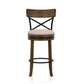 Vesper 31 Inch Swivel Barstool Chair Set of 2 Beige Seat Brown Wood Frame By Casagear Home BM312142