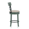 Vesper 31 Inch Swivel Barstool Chair Set of 2 Beige Seat Green Wood Frame By Casagear Home BM312144