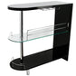 Zaina 42 Inch Modern Bar Table 3 Shelves Tempered Glass Black Chrome By Casagear Home BM312147