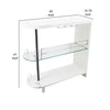 Zaina 42 Inch Modern Bar Table 3 Shelves Tempered Glass White Chrome By Casagear Home BM312148