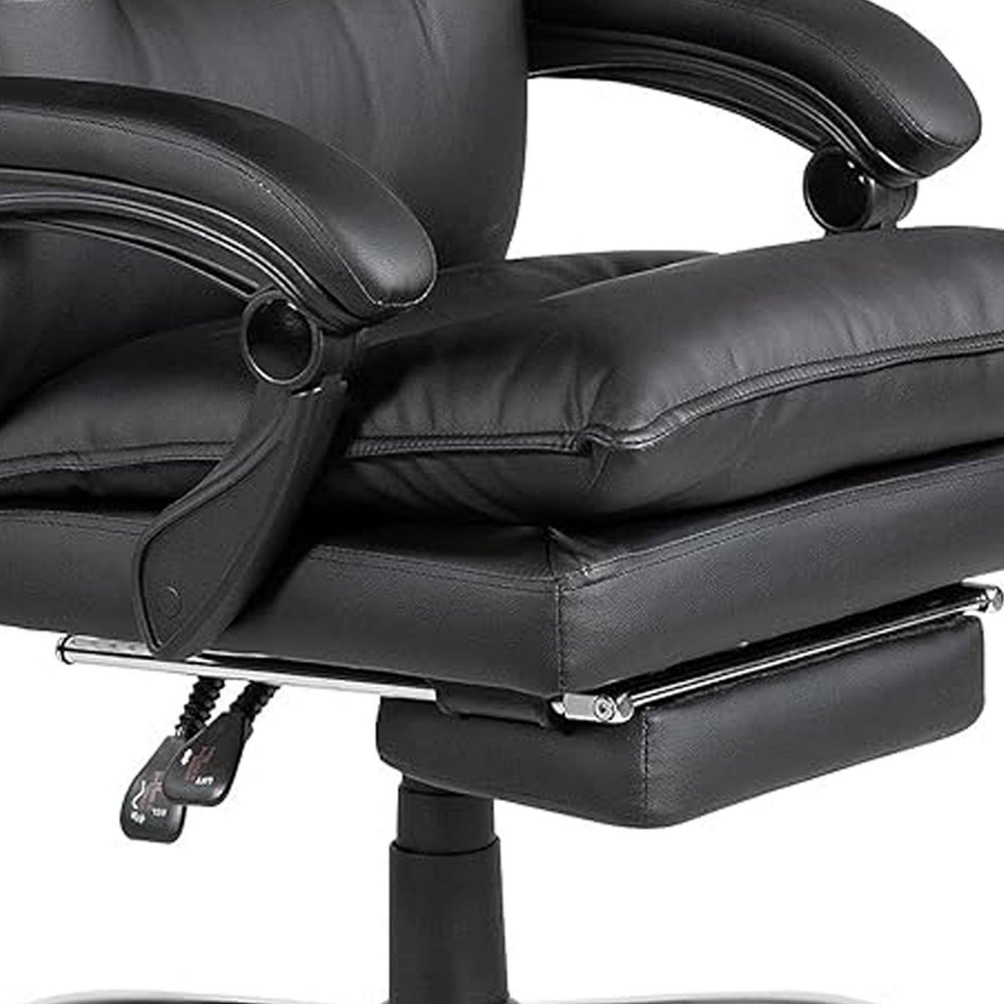 Elin 46 Inch Office Chair Recliner Footrest Black Faux Leather Wheels By Casagear Home BM312152