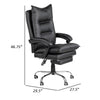 Elin 46 Inch Office Chair Recliner Footrest Black Faux Leather Wheels By Casagear Home BM312152