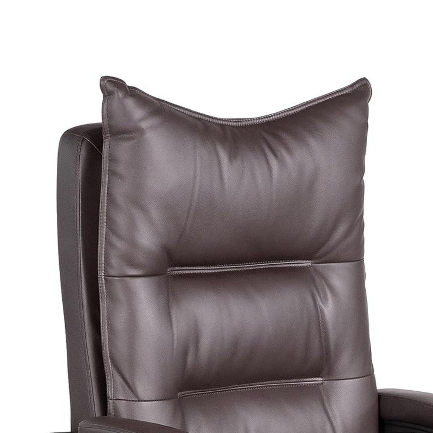 Elin 46 Inch Office Chair Recliner Footrest Brown Faux Leather Wheels By Casagear Home BM312153