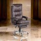 Elin 46 Inch Office Chair Recliner, Footrest, Brown Faux Leather, Wheels By Casagear Home