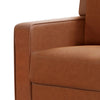 Heun 32 Inch Accent Chair Soft Camel Brown Faux Leather Square Track Arms By Casagear Home BM312172