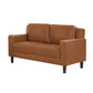 Heun 55 Inch Loveseat Soft Camel Brown Faux Leather Square Track Arms By Casagear Home BM312173