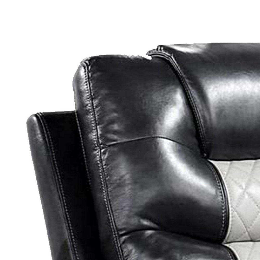 Leiz 40 Inch Power Recliner Chair USB Port Gray and Black Faux Leather By Casagear Home BM312175