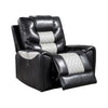 Leiz 40 Inch Power Recliner Chair USB Port Gray and Black Faux Leather By Casagear Home BM312175