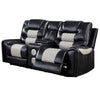 Leiz 75 Inch Power Recliner Loveseat USB Faux Leather Gray and Black By Casagear Home BM312176