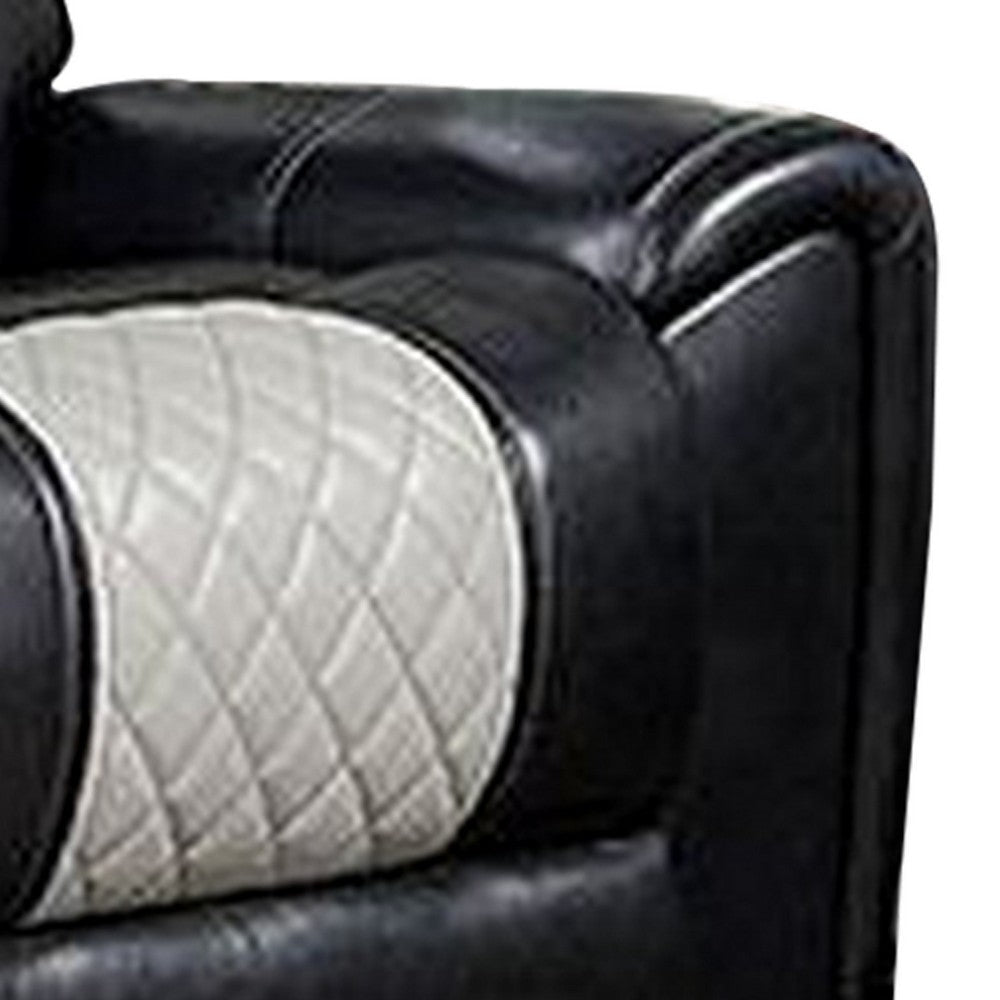 Leiz 85 Inch Power Recliner Sofa USB Port Gray and Black Faux Leather By Casagear Home BM312177