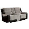 Sten 75 Inch Power Recliner Loveseat, USB, Gray Fabric, Black Faux Leather By Casagear Home