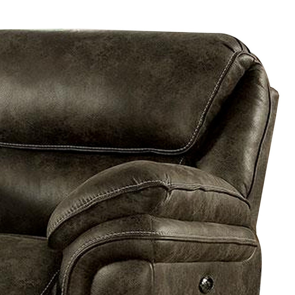 Tred 39 Inch Power Rocker Recliner Pillow Armrest Brown Faux Leather By Casagear Home BM312181