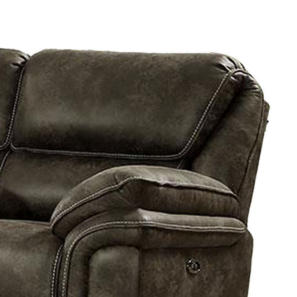 Tred 81 Inch Power Recliner Loveseat, Pillow Armrest, Brown Faux Leather By Casagear Home