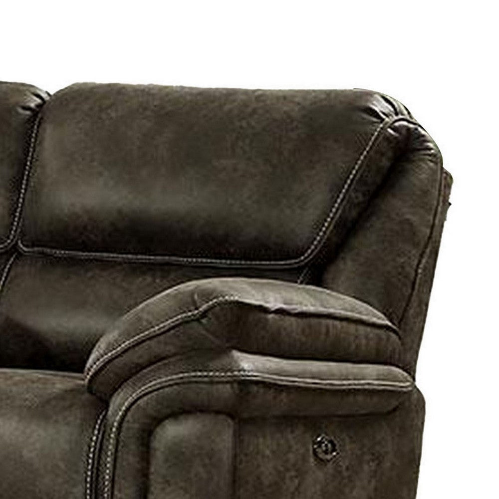 Tred 81 Inch Power Recliner Loveseat Pillow Armrest Brown Faux Leather By Casagear Home BM312182