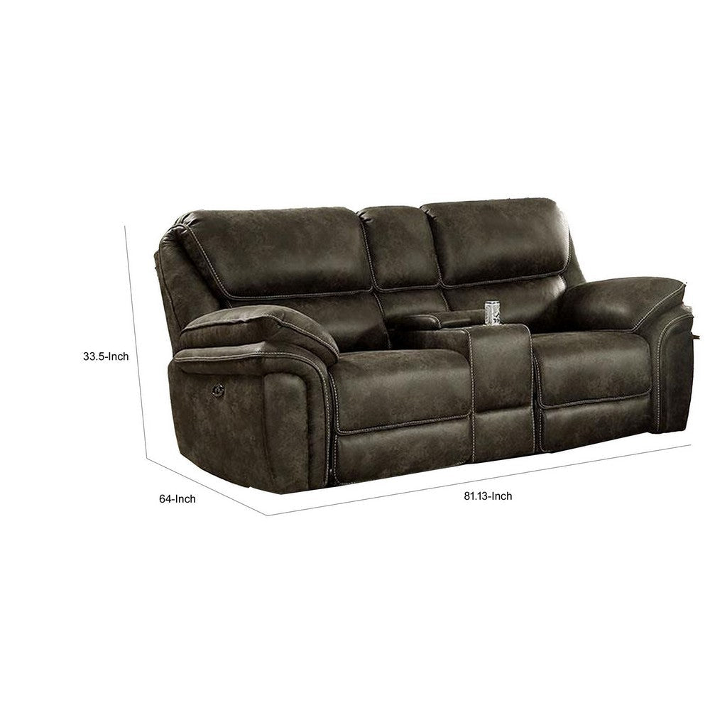 Tred 81 Inch Power Recliner Loveseat Pillow Armrest Brown Faux Leather By Casagear Home BM312182