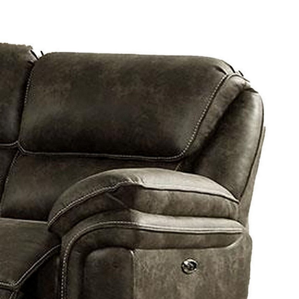 Tred 92 Inch Power Recliner Sofa Pillow Arms and Back Brown Faux Leather By Casagear Home BM312183