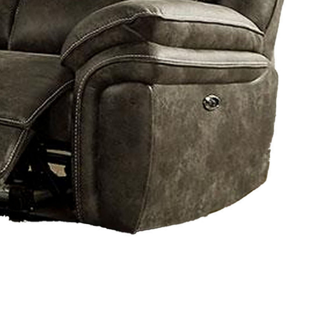 Tred 92 Inch Power Recliner Sofa Pillow Arms and Back Brown Faux Leather By Casagear Home BM312183