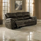 Tred 92 Inch Power Recliner Sofa, Pillow Arms and Back, Brown Faux Leather By Casagear Home