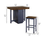 5 Piece Counter Height Dining Table Set 4 Stools Antique Oak Blue Wood By Casagear Home BM312191