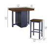 5 Piece Counter Height Dining Table Set 4 Stools Antique Oak Blue Wood By Casagear Home BM312191