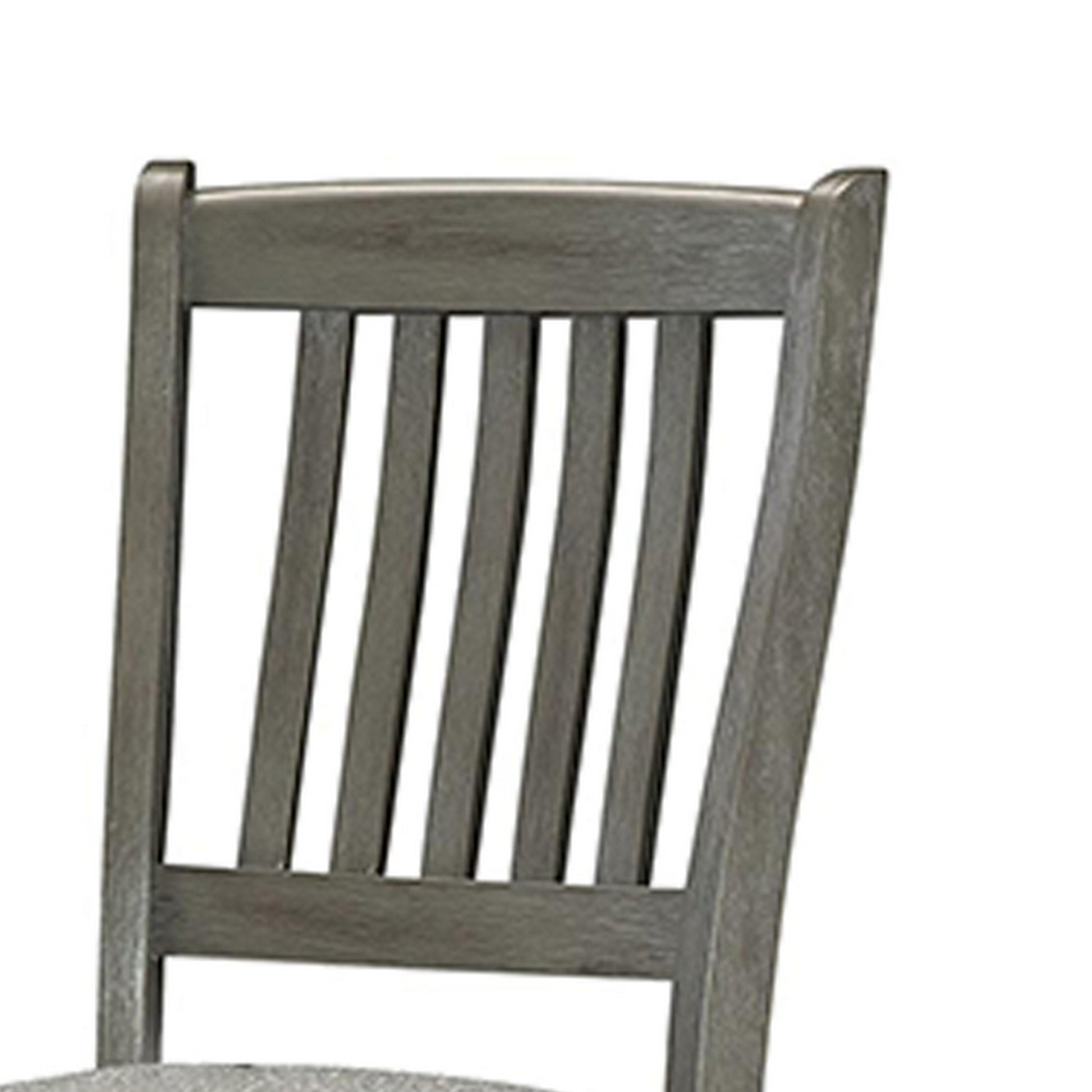 26 Inch Counter Height Chair Set of 2 Slat Back Gray Wood Fabric Seat By Casagear Home BM312192