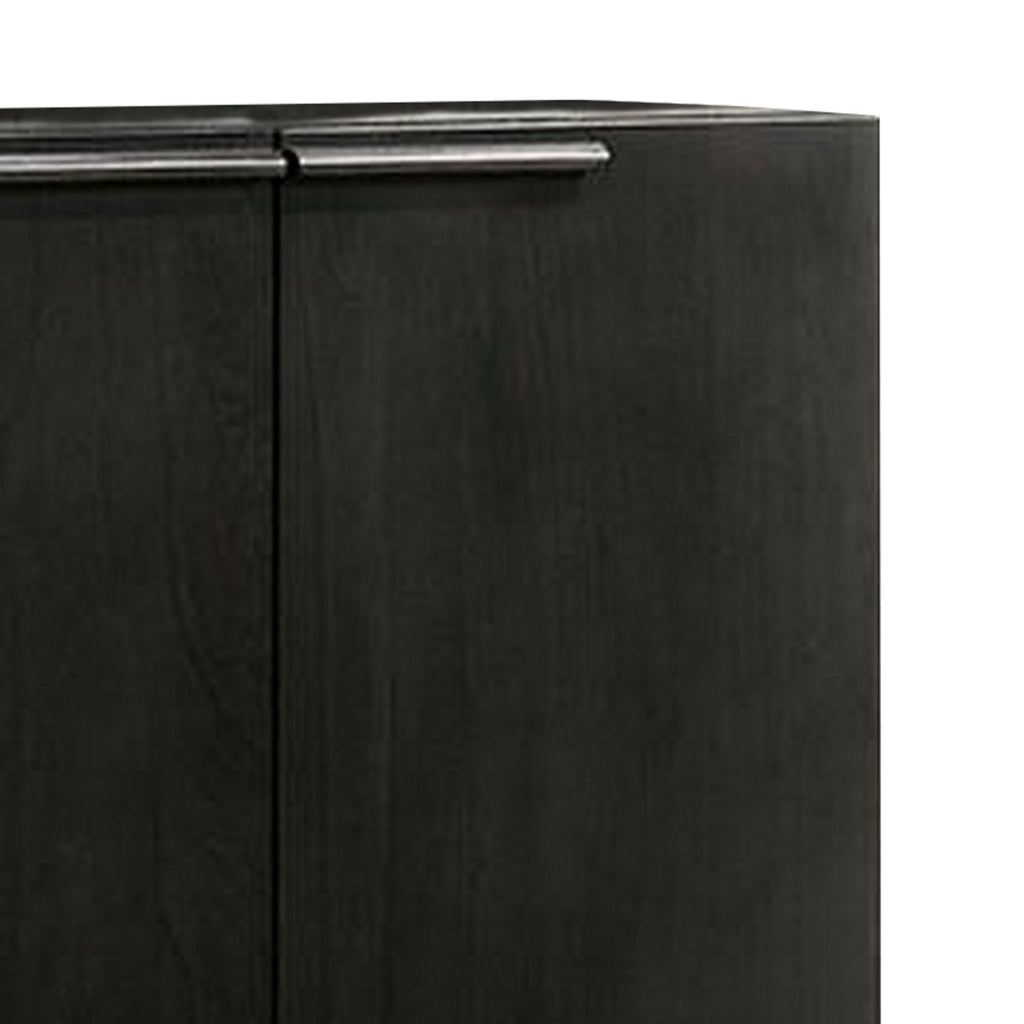 59 Inch Buffet Cabinet Console Transitional 3 Doors Antique Black Wood By Casagear Home BM312193