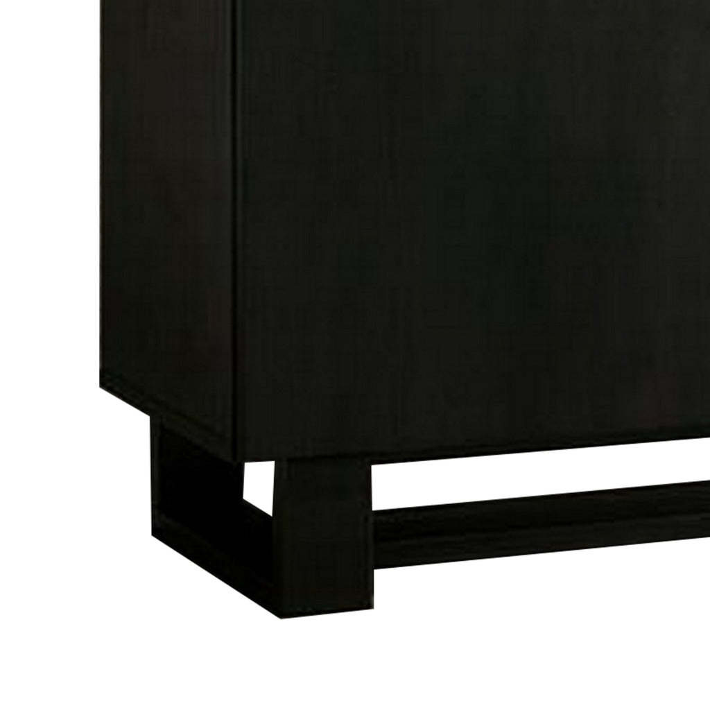 59 Inch Buffet Cabinet Console Transitional 3 Doors Antique Black Wood By Casagear Home BM312193