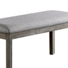 Lais 45 Inch Dining Bench Wired Brushed Gray Wood Gray Fabric Padded Seat By Casagear Home BM312197