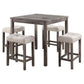 5 Piece Counter Height Table Set with 4 Stools Beige Fabric Gray Wood By Casagear Home BM312199